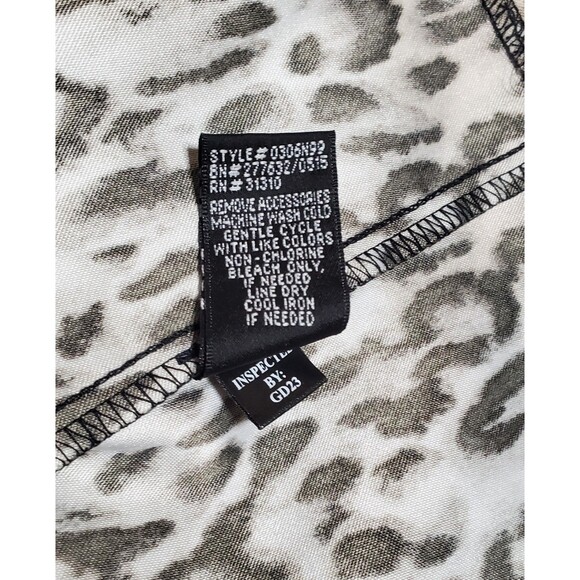 Alyx Women’s Dress Sz 14 Leopard Print Sheath Black Tan Zip Up Cap Sleeve Chic - Picture 8 of 9